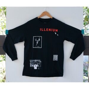 ILLENIUM Long Sleeve T-Shirt Men's Double Sided DJ Electric Family EDM Size M